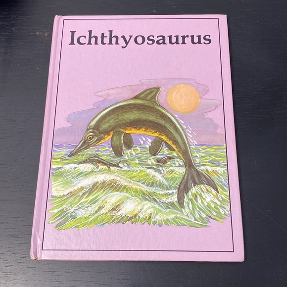 Vintage Rourke Dinosaur Library Books Orange Pink Lavender Decorative Bookshelf - Picture 8 of 16